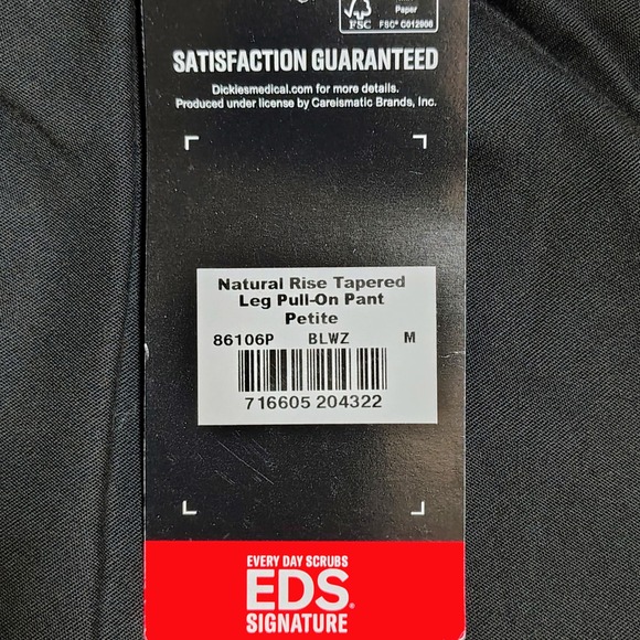Dickies EDS Signature Black Petite Natural Rise Tapered Leg PullOn Scrub Pants M - Picture 5 of 10
